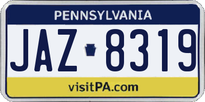 PA license plate JAZ8319