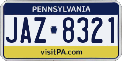 PA license plate JAZ8321