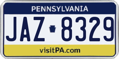 PA license plate JAZ8329