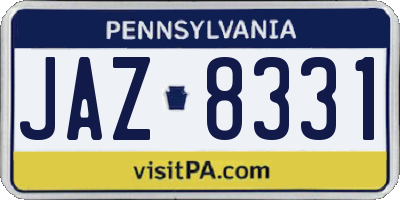 PA license plate JAZ8331