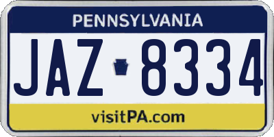 PA license plate JAZ8334