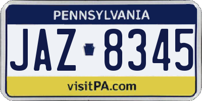 PA license plate JAZ8345