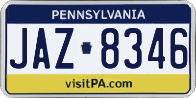 PA license plate JAZ8346