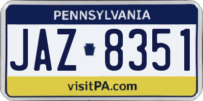 PA license plate JAZ8351