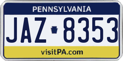 PA license plate JAZ8353