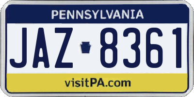 PA license plate JAZ8361