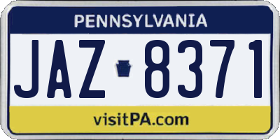 PA license plate JAZ8371
