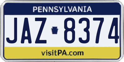 PA license plate JAZ8374