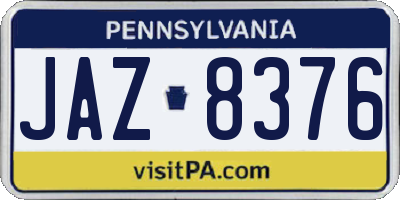 PA license plate JAZ8376