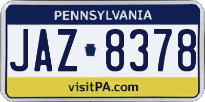 PA license plate JAZ8378