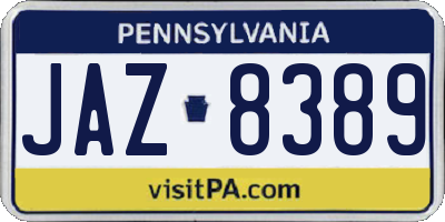 PA license plate JAZ8389