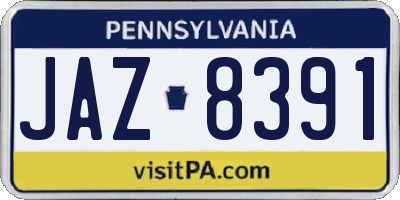 PA license plate JAZ8391