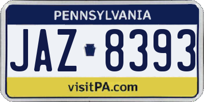 PA license plate JAZ8393