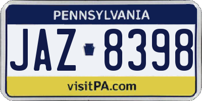 PA license plate JAZ8398