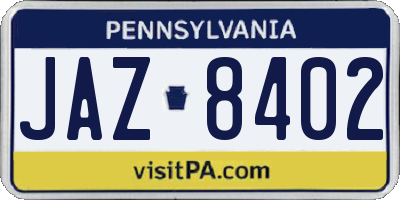 PA license plate JAZ8402