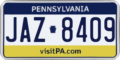 PA license plate JAZ8409