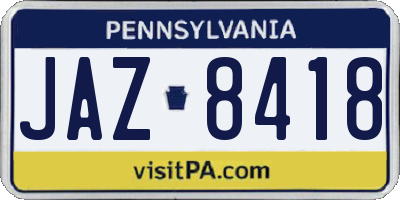 PA license plate JAZ8418