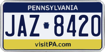 PA license plate JAZ8420