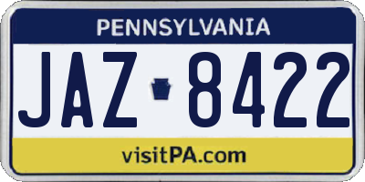PA license plate JAZ8422