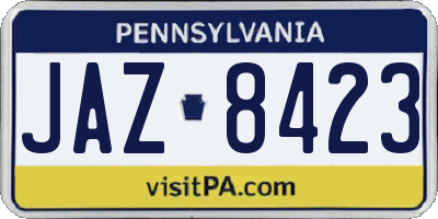 PA license plate JAZ8423