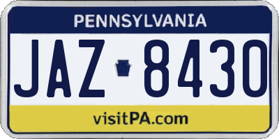 PA license plate JAZ8430