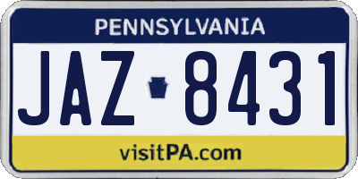 PA license plate JAZ8431