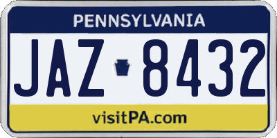 PA license plate JAZ8432