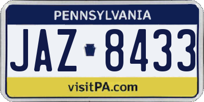 PA license plate JAZ8433