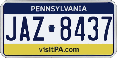 PA license plate JAZ8437