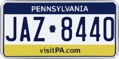 PA license plate JAZ8440