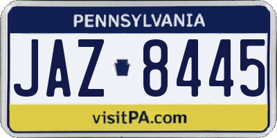 PA license plate JAZ8445