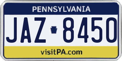 PA license plate JAZ8450