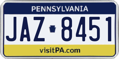 PA license plate JAZ8451