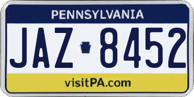 PA license plate JAZ8452