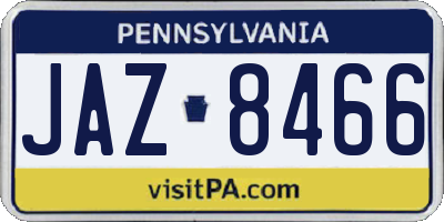 PA license plate JAZ8466