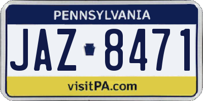 PA license plate JAZ8471