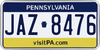 PA license plate JAZ8476