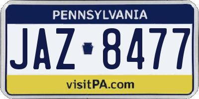PA license plate JAZ8477