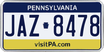 PA license plate JAZ8478