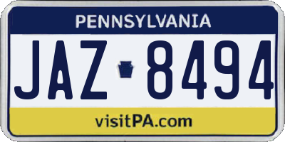 PA license plate JAZ8494