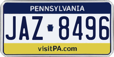 PA license plate JAZ8496