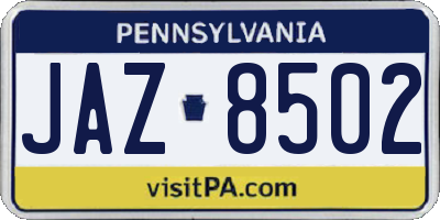 PA license plate JAZ8502