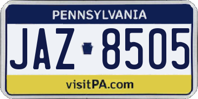 PA license plate JAZ8505