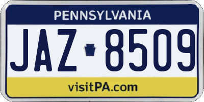 PA license plate JAZ8509