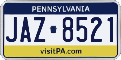 PA license plate JAZ8521
