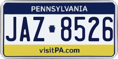 PA license plate JAZ8526