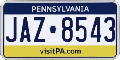 PA license plate JAZ8543