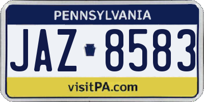 PA license plate JAZ8583