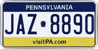 PA license plate JAZ8890