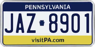 PA license plate JAZ8901